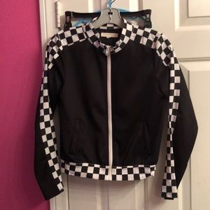This item is a black and white checkered jacket.